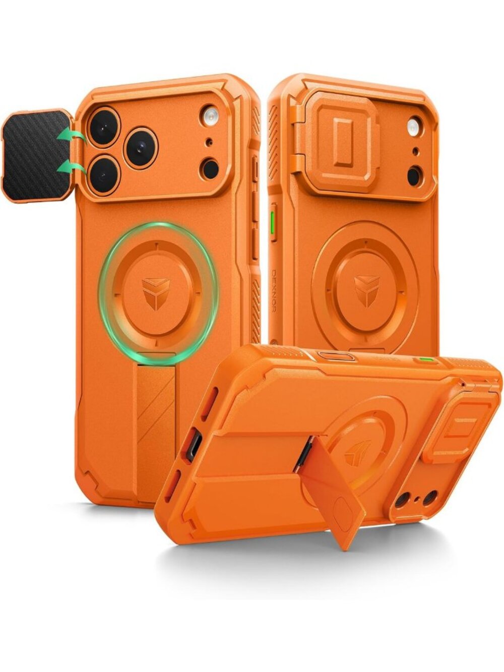 Stylish Orange iPhone 17 Pro Max Case with Flip Camera Cover - 6.9 Inch